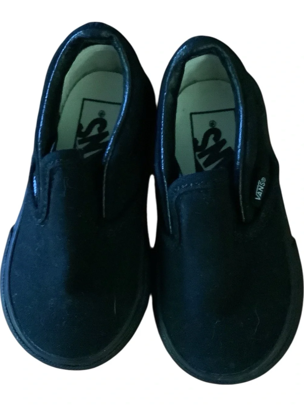 Vans Toddler Classic Slip-On Shoes – Black on Black – Size 4